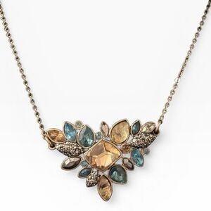 Chloe + Isabel Gold and Blue Floral Necklace NWOT